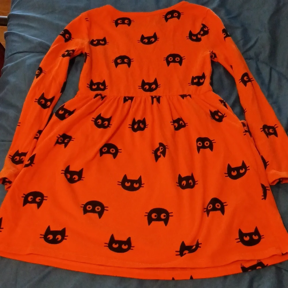 Cat & Jack Halloween black cat girls long sleeve dress S